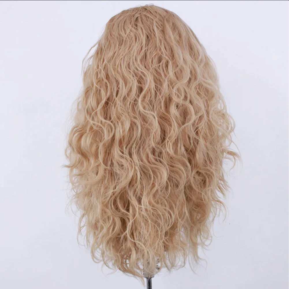 AIMEYA Long Wavy Blonde Synthetic Lace Front Wig for Women Fashion Style Lace Wigs Free Part Heat Resistant Fiber Wig CosplayT251111