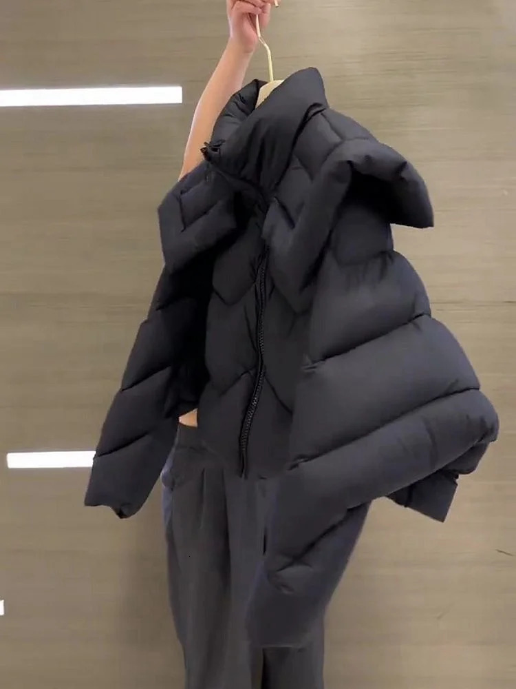 Sailor Collar Winter Fashion Cotton Jacket Thick Loose Casual Black Short Coat Female Clothing Elegant Ladies Jackets 251110