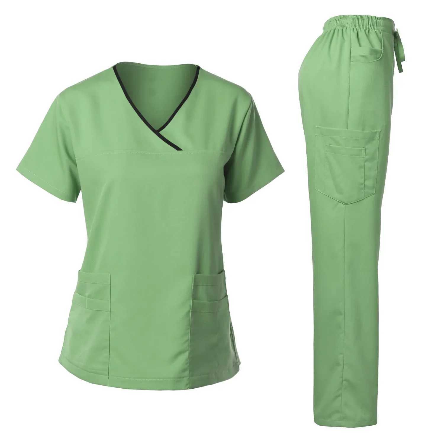 High quality surgical uniform womens hospital clinical beauty Sn Spa top and pants medical womens care scrub suit set X250410