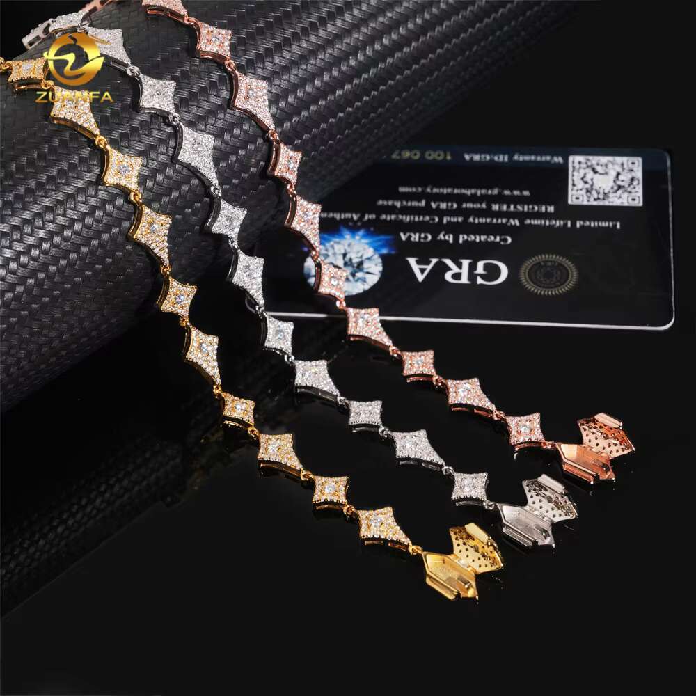 Wholesale Fashion Women Moissanite Necklace Kite Shape Diamond Necklace Link Chain High Quality 925 Silver Iced Out Jewelry