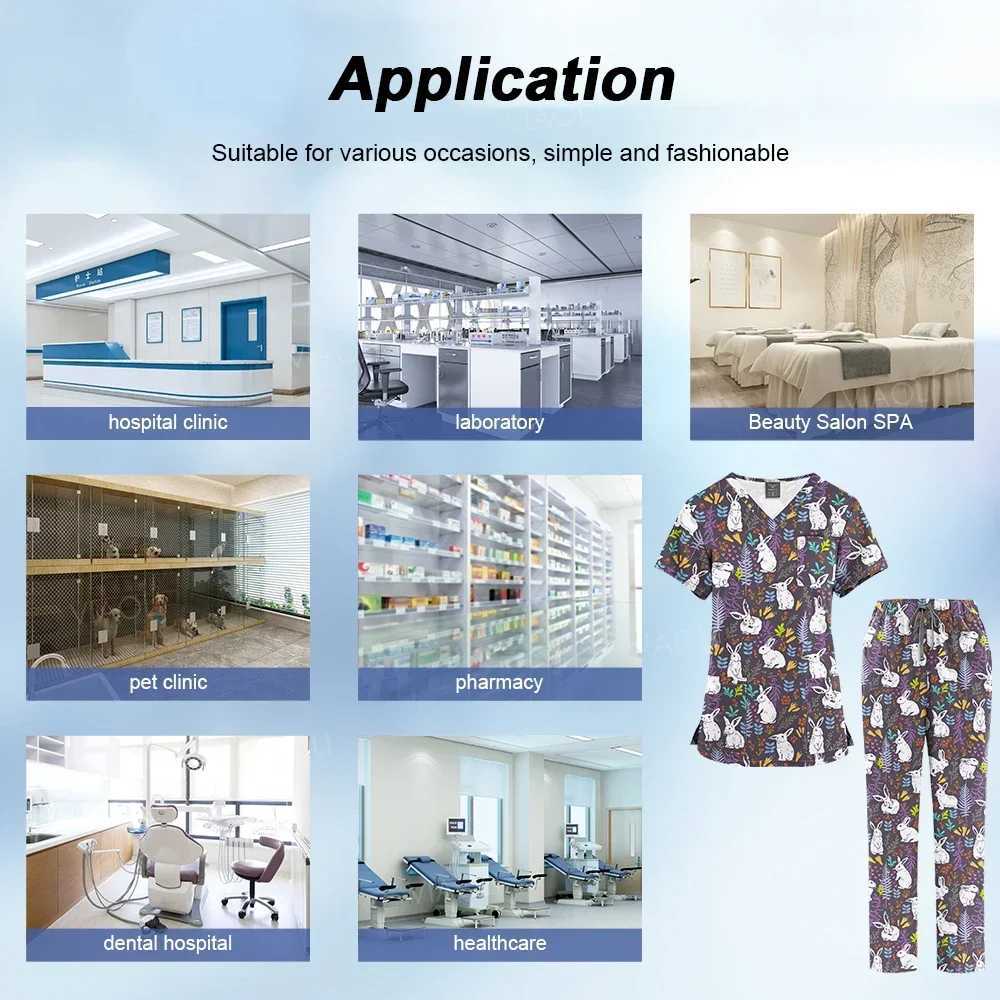 Surgical Uniform Womens Printing High Quality Medical Matte Set Nurse Uniform Hospital Laboratory Hydrotherapy Sn Stretching Soft Fashion Matte X25041