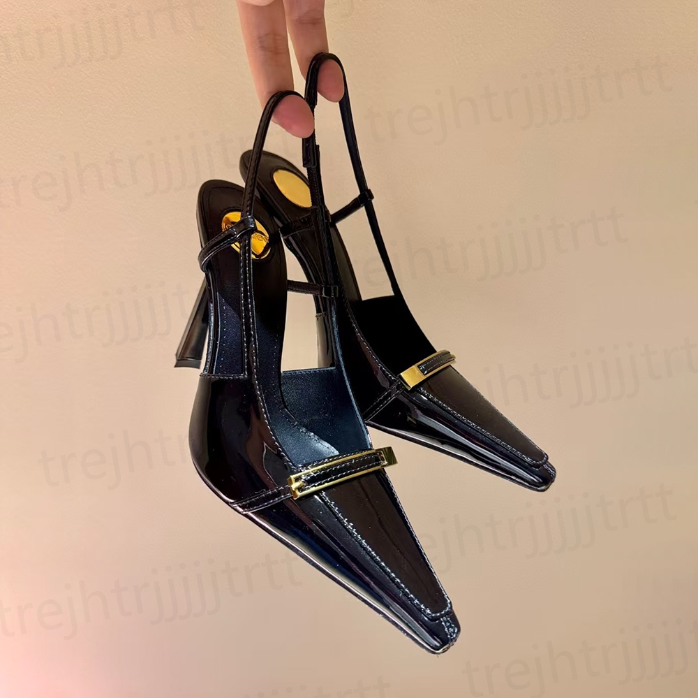 Elegant Womens Stiletto Heel sandals Patent Leather Pointed Toes Slingbacks Dress Shoes party evenings shoes Luxury designer high shoes Sizes 35-40 wi