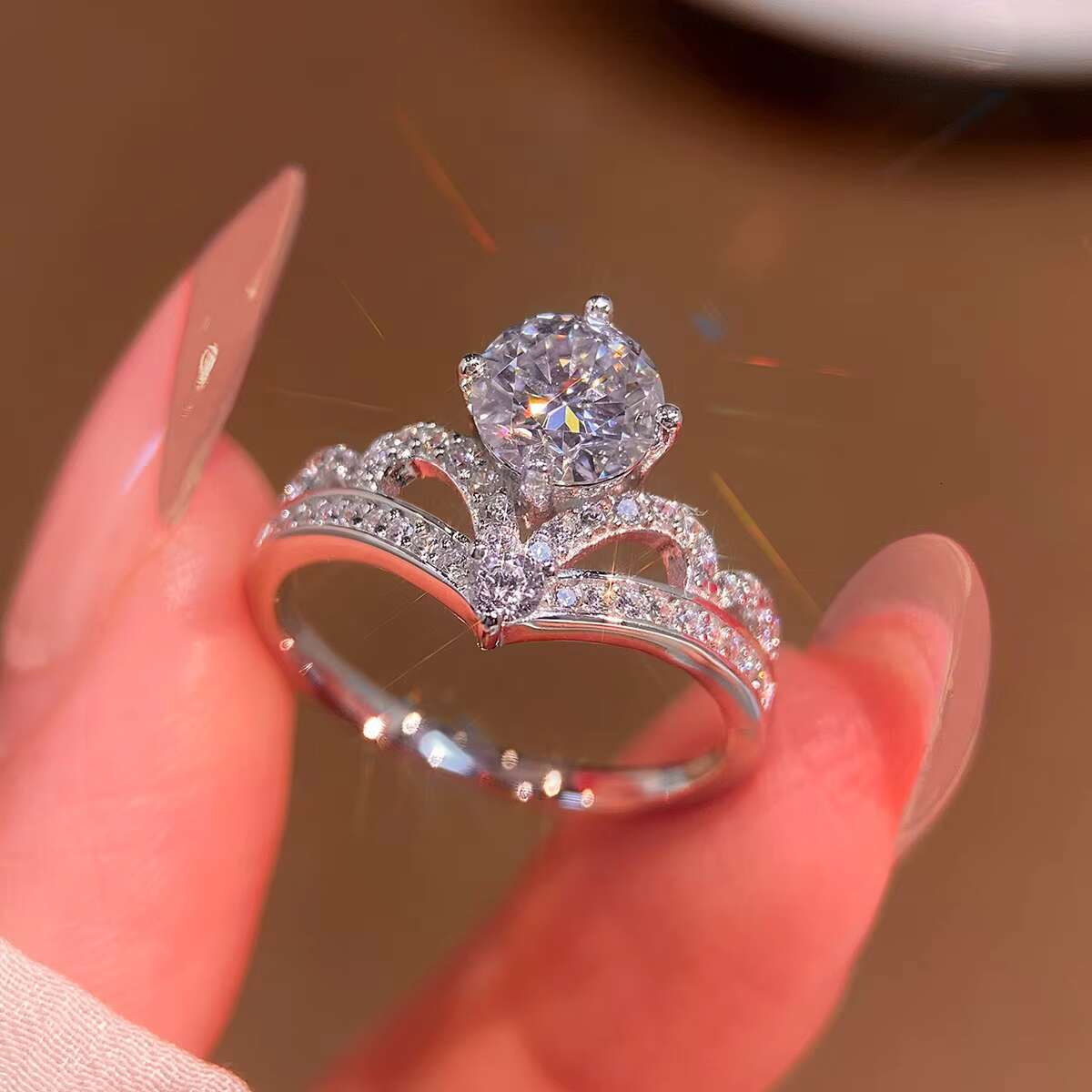 Wholesale Pure S925 Sterling Silver Gra Diamond Moissanite Ring Wedding Fine Jewelry for Women