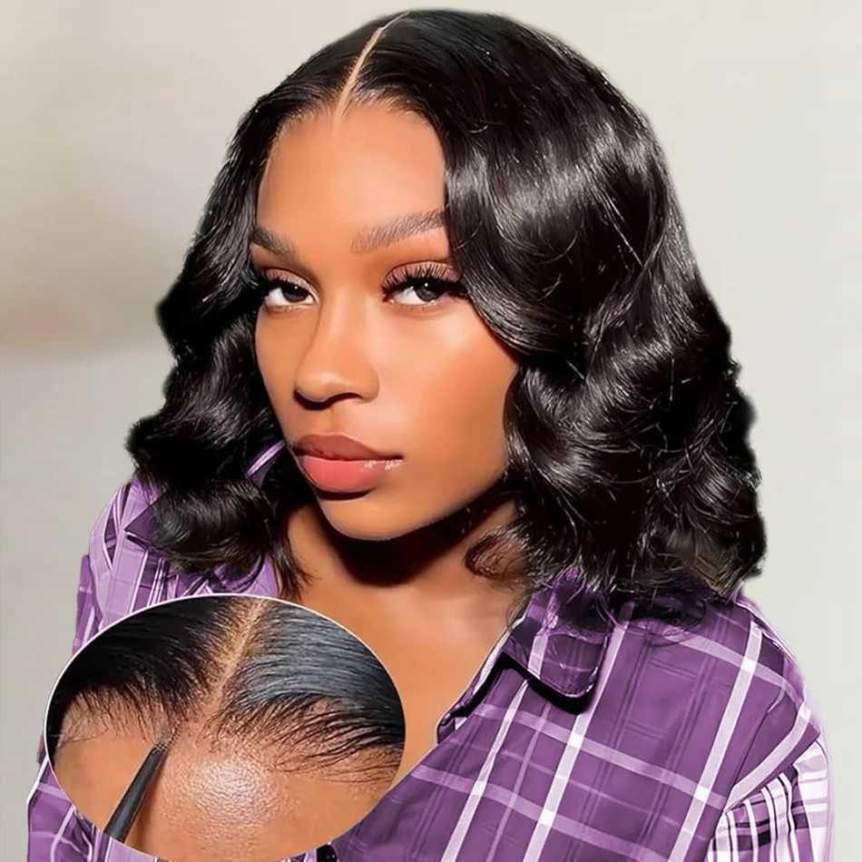Wear And Go Glueless Bob Wig Human Hair Short Body Wave Lace Front Wigs Pre Cut Brazilian Hair 4X4 Hd Lace Closure Wig For WomenT251111