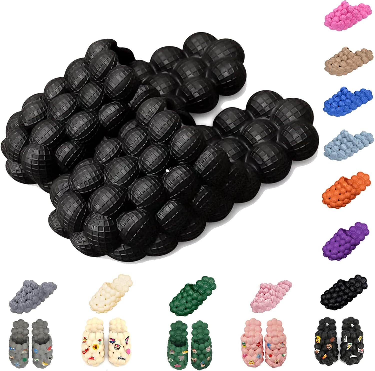 2025 Bubble Slippers for Women Men, Funny Massage Golf Ball Slides, Cloud Cushion Thick Sole Spa, Non-slip Stress Relief Reflexology Sandals, Shower B