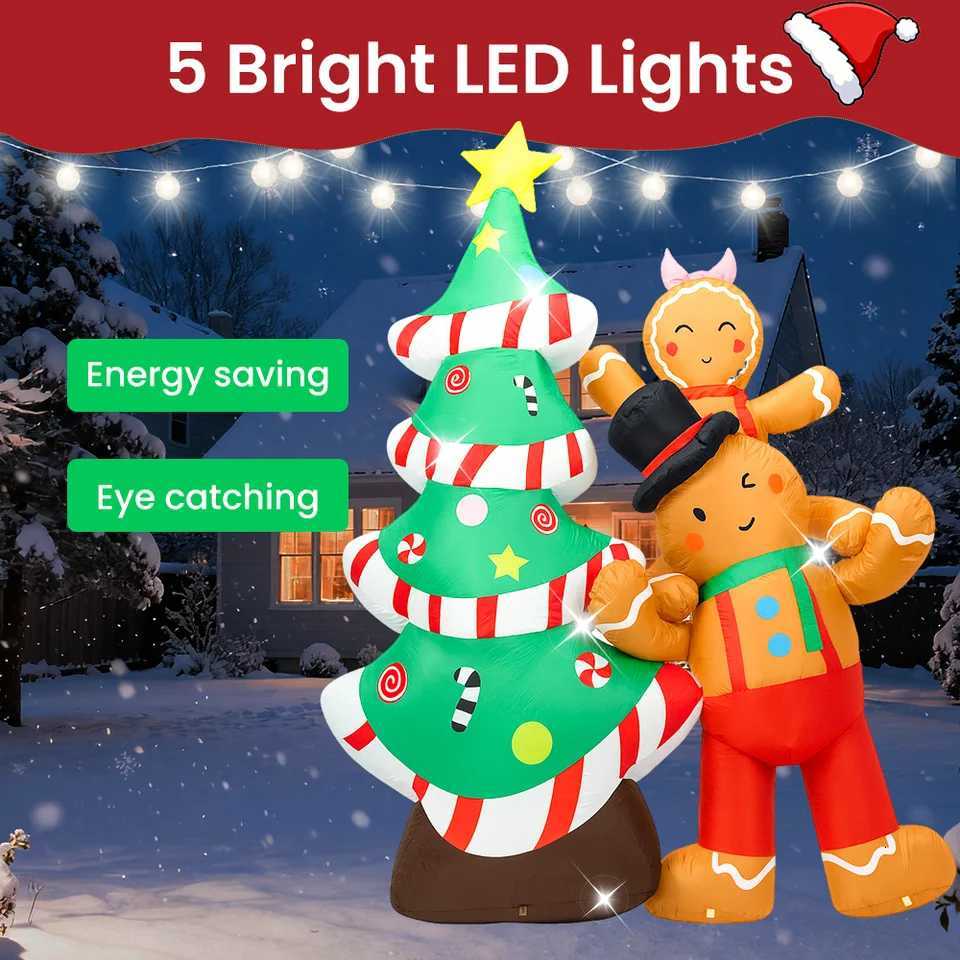 Christmas 8FT Christmas Inflatables Outdoor Decorations Blow Up Yard DecorationGingerbread Man Christmas Tree Y251111