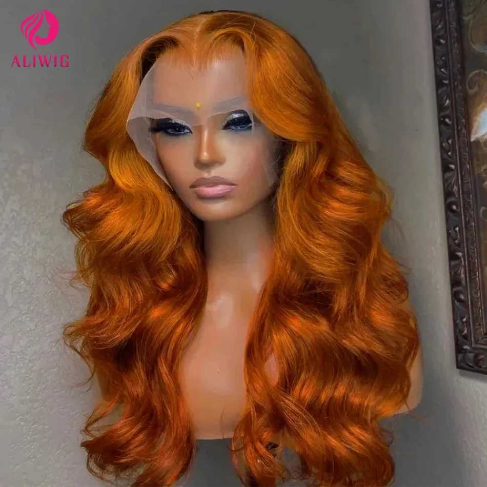30 Inch Ginger Orange Body Wave Lace Frontal Wig HD 13x4 Lace Front Wig Glueless Lace Wigs Brazilians Human Hair For Black WomenT251111