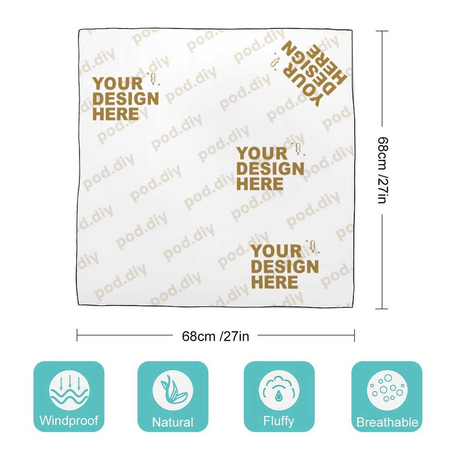 POD.DIY Women's Original Design Scarf lady Scarf Classic Letter Pattern Custom Shawl/Scarf Easy to Match Soft to the Touch Size 68*68cm