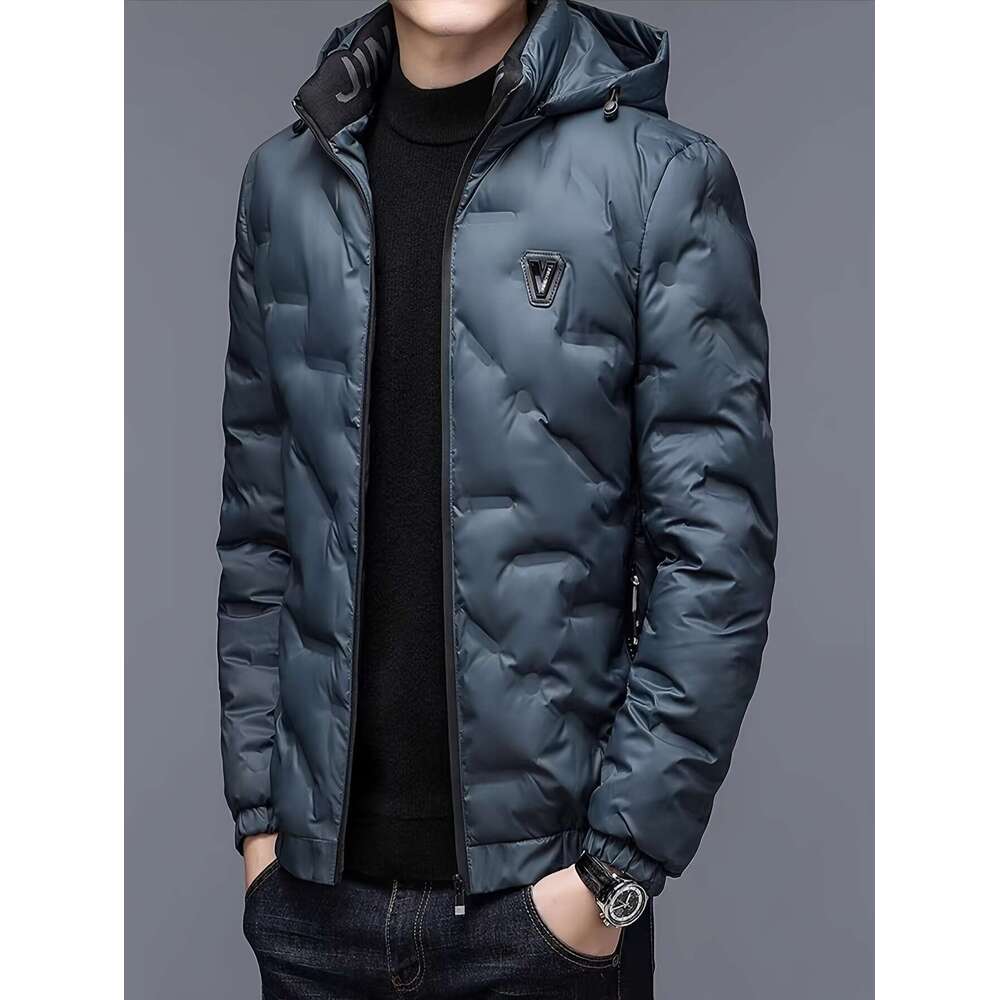 Windproof High Quality Men's Full-Zip Hooded Jacket With Design | Polyester Shell, Soft Lining, Full-Length Zipper Closure, Casual & Outdoor