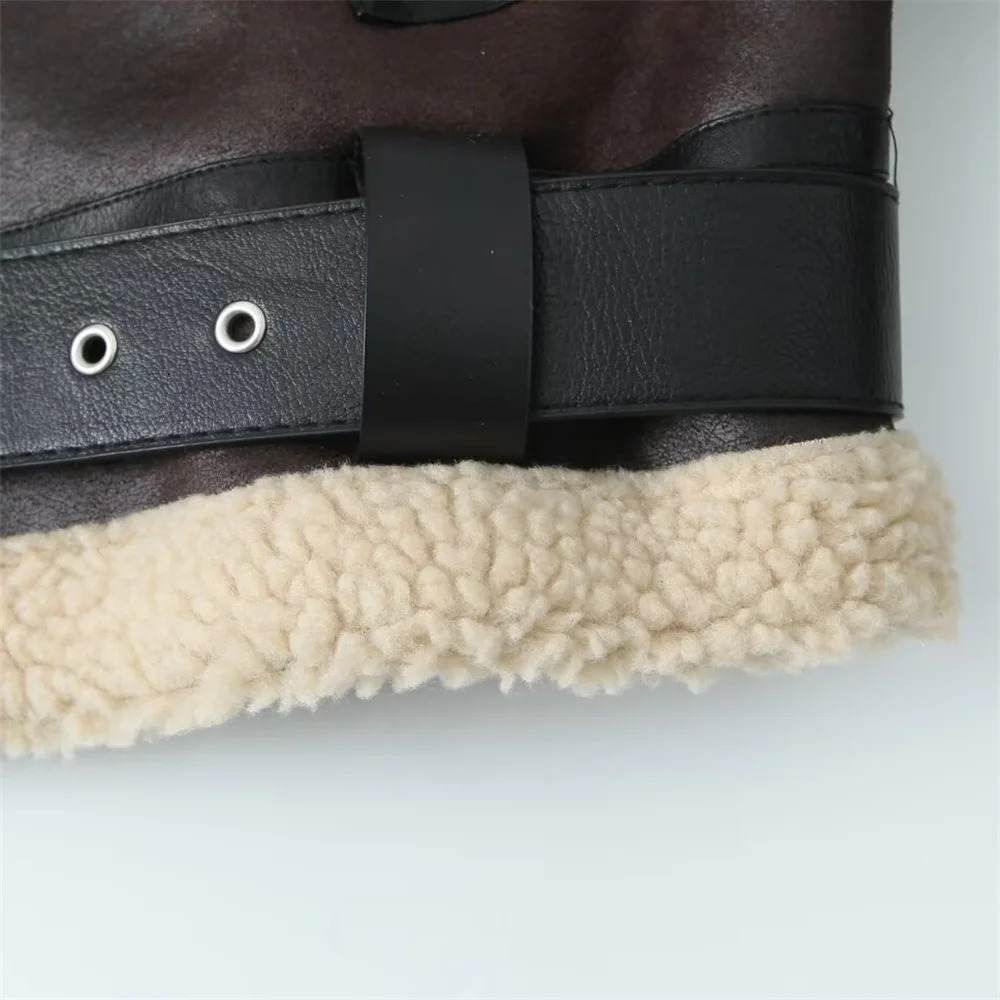 Womens Jacket Long Sleeve Collar Zipper Style Autumn Warm and Windproof Motorcycle Double sided Short Coat 251105