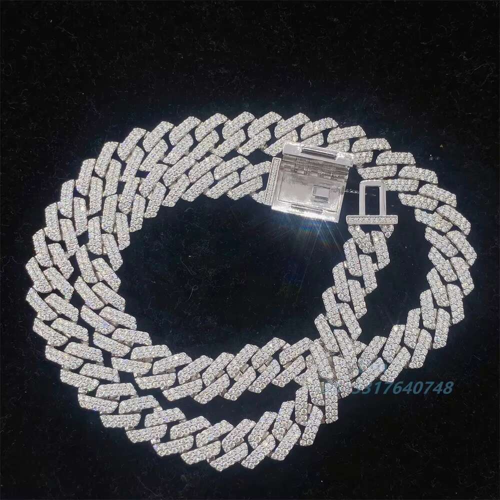 Custom 12mm 18 20 22 24 Diamond Gold Chain Necklace Bracelet Cuban Link Chain Iced Out Hip Hop Jewelry