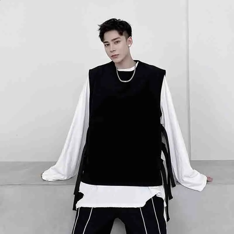 Work clothes functional style tactical sleeveless vest ins individual big pocket versatile vest mens dark coat trend DJ 250407