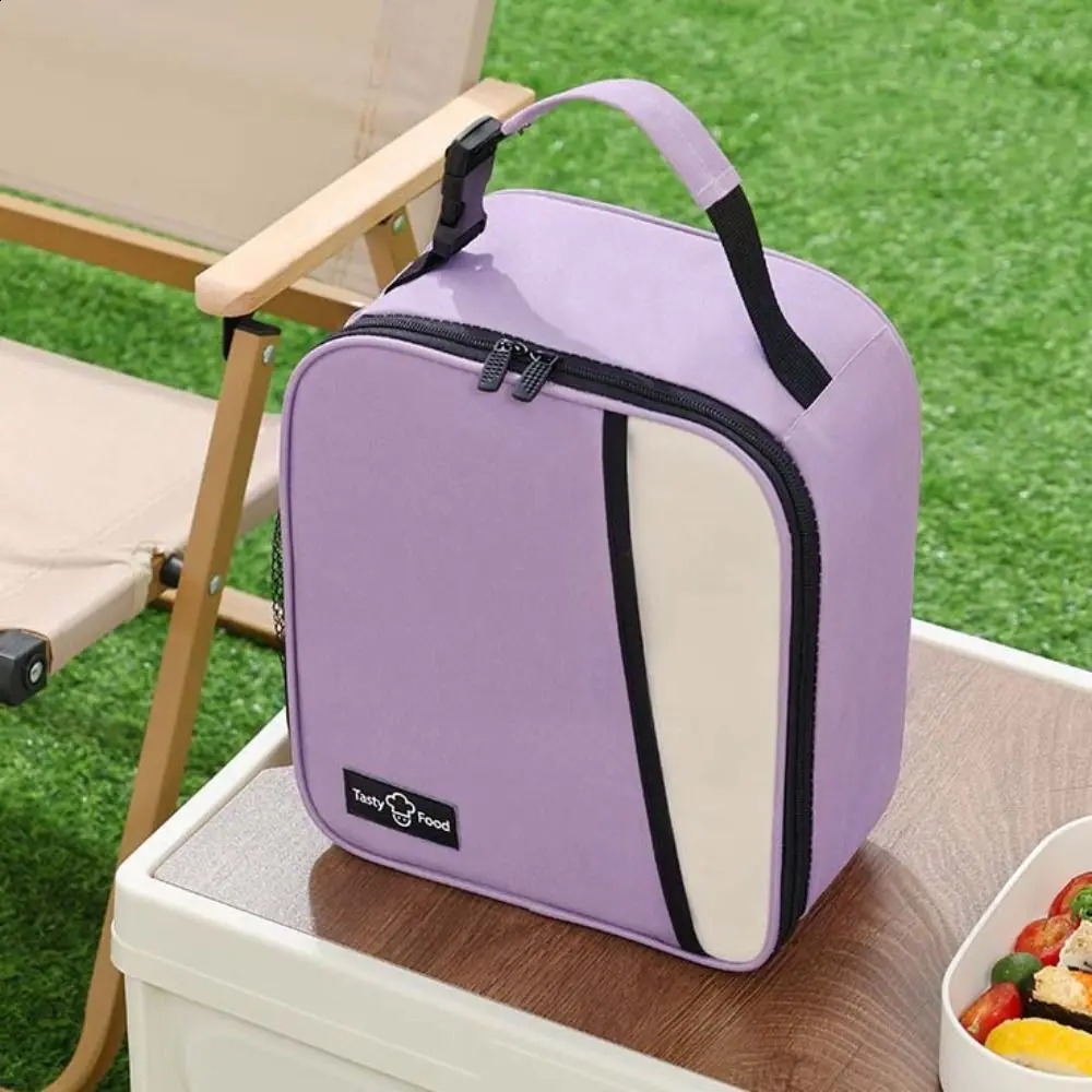 Vertical Insulated Lunch Bag Reusable Double Zipper Heat Insulated Bag Aluminum Foil Large Capacity Meal Bag Office 250410
