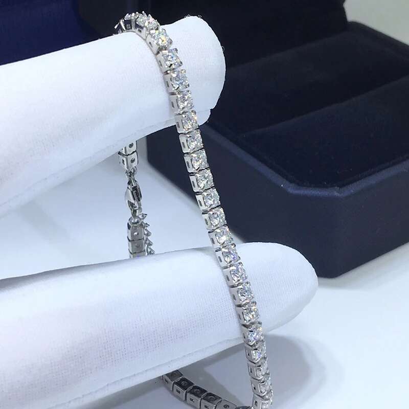 Luomansi Real 3MM D Moissanite Tennis Bracelet Passed the Diamond Test S925 Silver Jewelry Wedding Party Birthday Gift 16+5CM