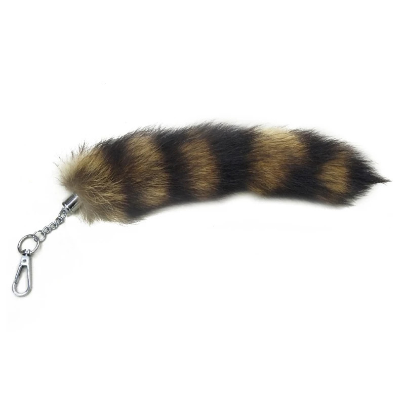 Cute Fox-Racoon Tail Keychain Fur Pendant Key-Chain Bags Charm Keys-Holder Couple Keyrings for Backpack Car Decoration 251110