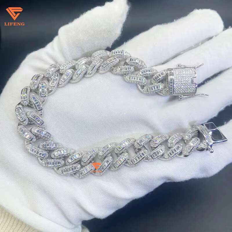 Luxury Mens Cuban Chain Bracelet VVS Moissanite High Quality Sterling Gold Latest Design Passes Diamond Test Custom Hip Hop