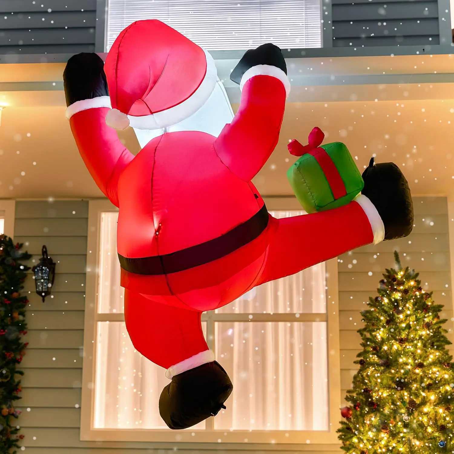 Christmas JOYFY 6 FT Tall Christmas Inflatable Climbing Santa with Gift Box Hanging Santa with Build-in LED for Xmas Party Decoration Y251111