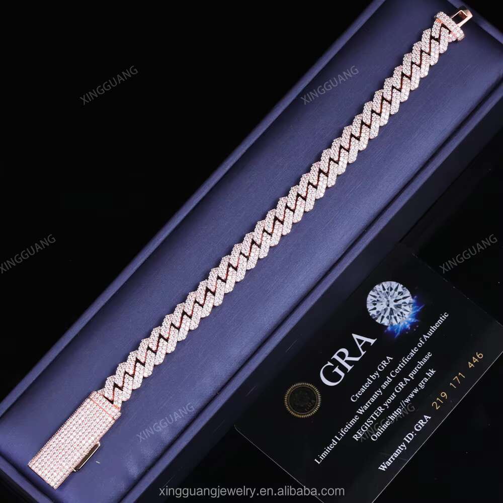 XG Pass Diamond Tester Iced Out Moissanite Cuban Chain 925 Silver Plated Gold Vvs Moissanite Chains for Men Necklaces Jewelry