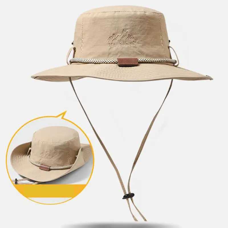 Summer Bucket Hat Men Women Sunscreen Fishing Hat Outdoor Breathable Fisherman Cap Hiking Climbing Camping Uv Protect WindproofC250411
