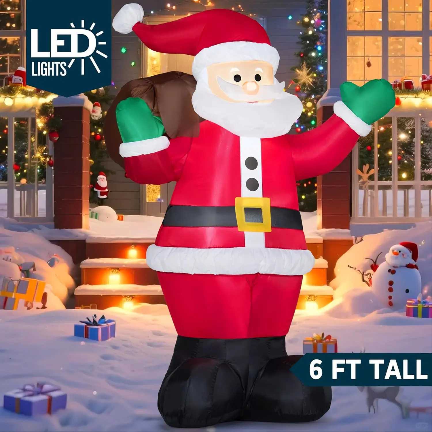 Christmas JOYFY 6 FT Christmas Inflatable Santa with Gift Bag Blow Up Xmas Decorations for Christmas Yard Garden Lawn Winter Decorations Y251111