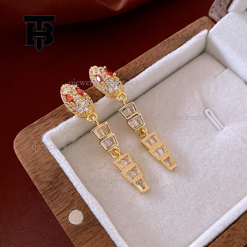 TB BHULAMTE Designer Luxury Earrings Micro Inlaid Full Zirconia Dynamic Serpentine Earrings Personalized Retro Women's Fashion Jewelry Accessorie
