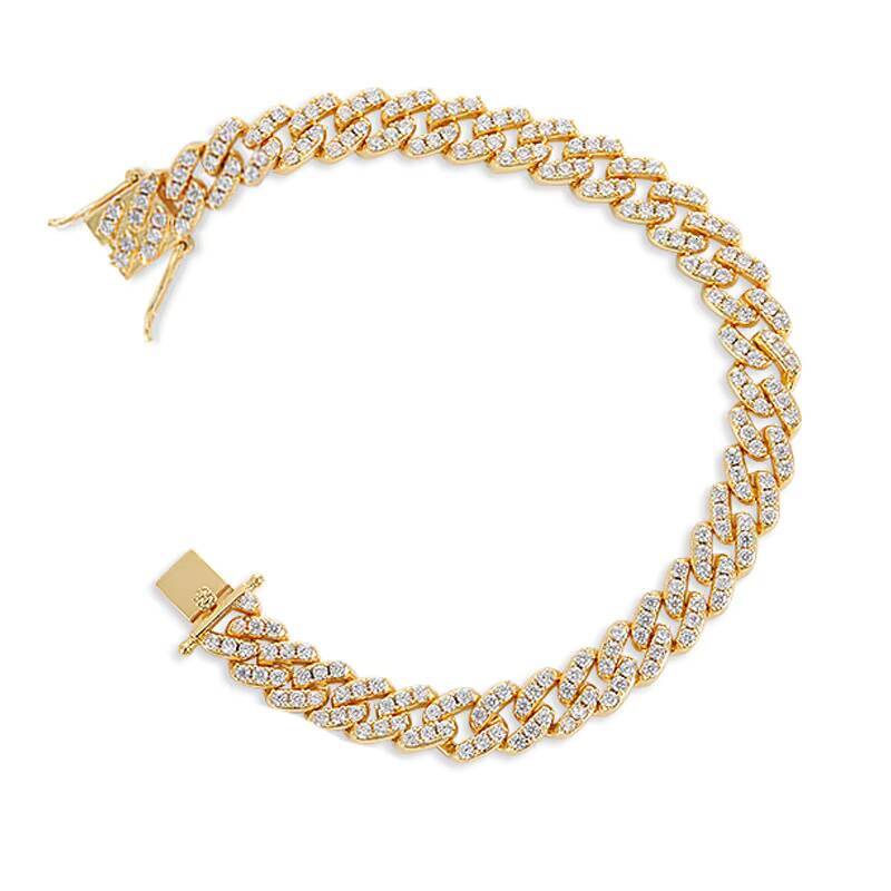 9mm Luxury Iced Out Diamond Cuban Link Bracelet Rose Gold Plated Bling White Moissanite Cuban Chain Hip Hop Fine Jewelry for Women