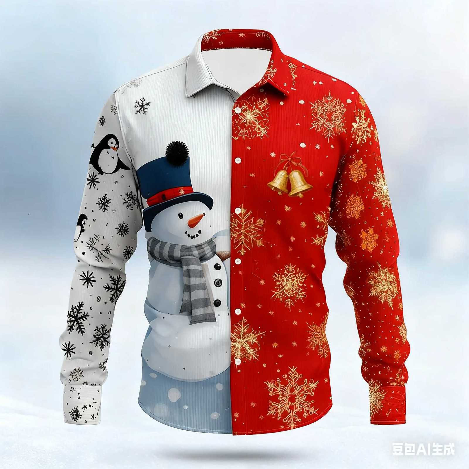 2025 Christmas Mens Snowman Snowflake Man Shirt Dress Shirts Long Sleeve Fashion Casual Outdoor Holiday Spring Fall Winter K251110