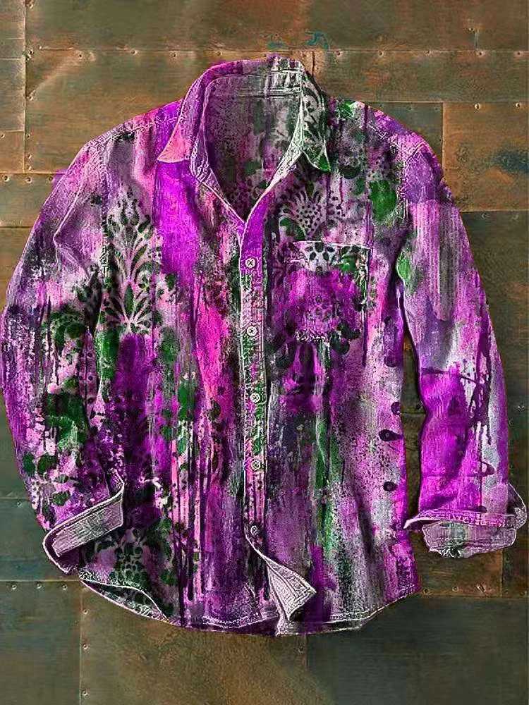 Mens Long Sleeve Shirt Brand New Fashion Casual 100 Linen Versatile Fashionable Printed Pocket Summer K251110