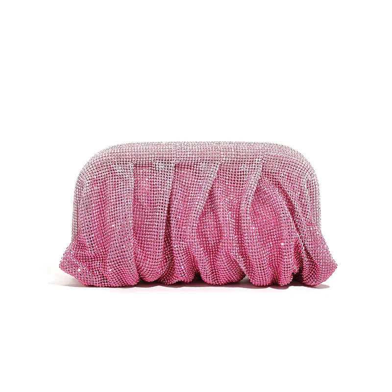 XIYUAN Shinny Ruched Rhinestone Clucth Purse Women Evening Bags Fashion Party Dinner Handbag Bridal Makeup Bag 251106