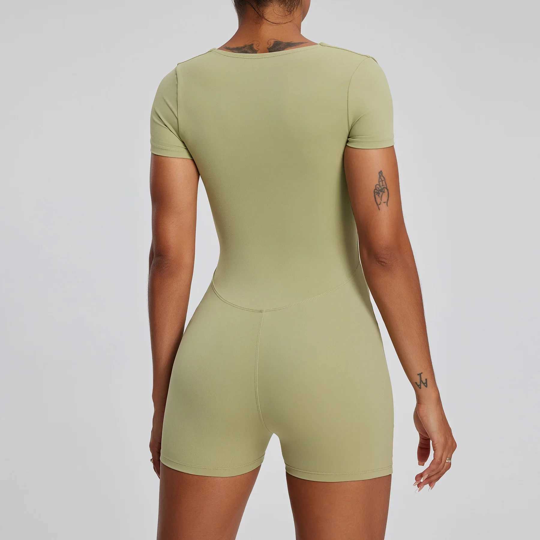 European and American Yunfei Quick drying Short sleeved Yoga Set Womens Training Dance Fitness Exercise Yoga jumpsuitW250411
