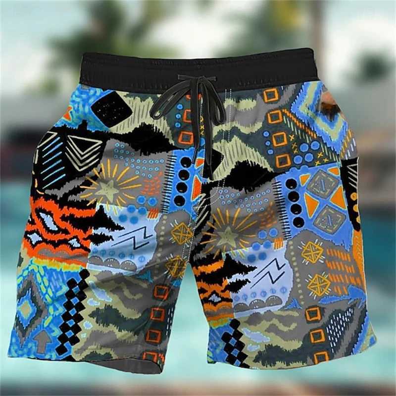 Mens shorts 3D printed graffiti art pattern beach shorts waist fashionable mens shorts Harajuku Y2k swimming board luggageW250410