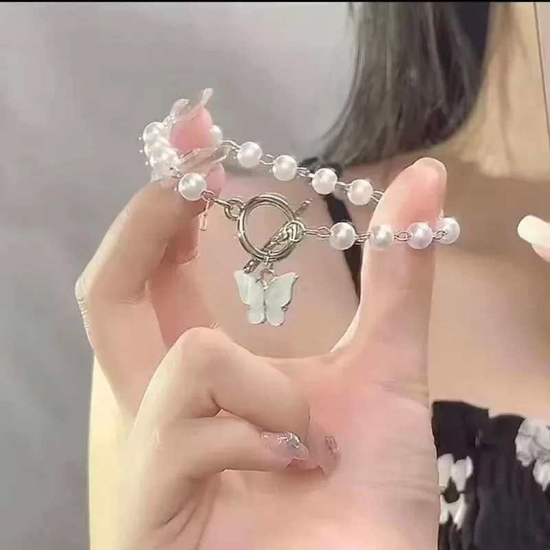 Fashion Butterfly Pearl Pendant Bracelet Ladies Girl Trend Charm Bracelet Festive Friendship Birthday JewelryC250410