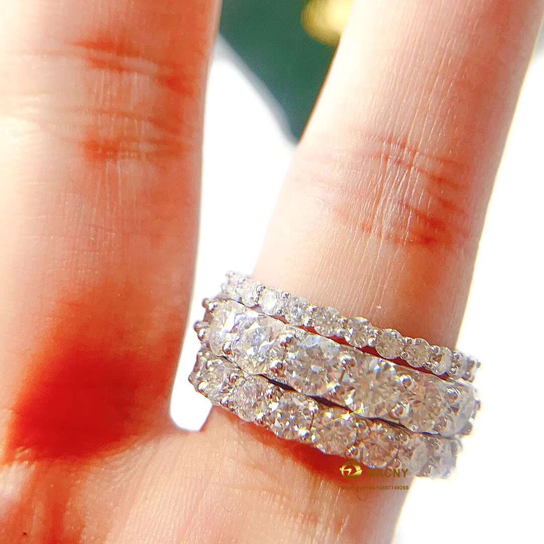 Fine Jewelry Hip Hop Ring 925 Sterling Silver 2mm 3mm 4mm Round Cut Iced Out VVS Moissanite Ring