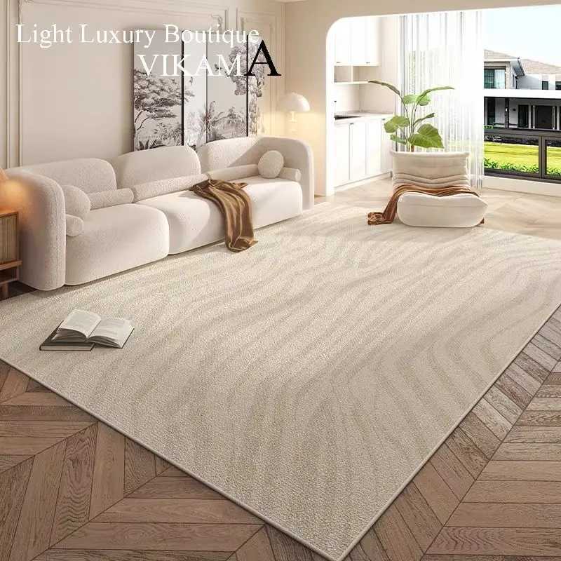 VIKAMAM French Cream Style Carpet Living Room Sofa Coffee Table Rug Washable Erasable Home Bedroom Bedside Floor Mat Checkroom Y251110