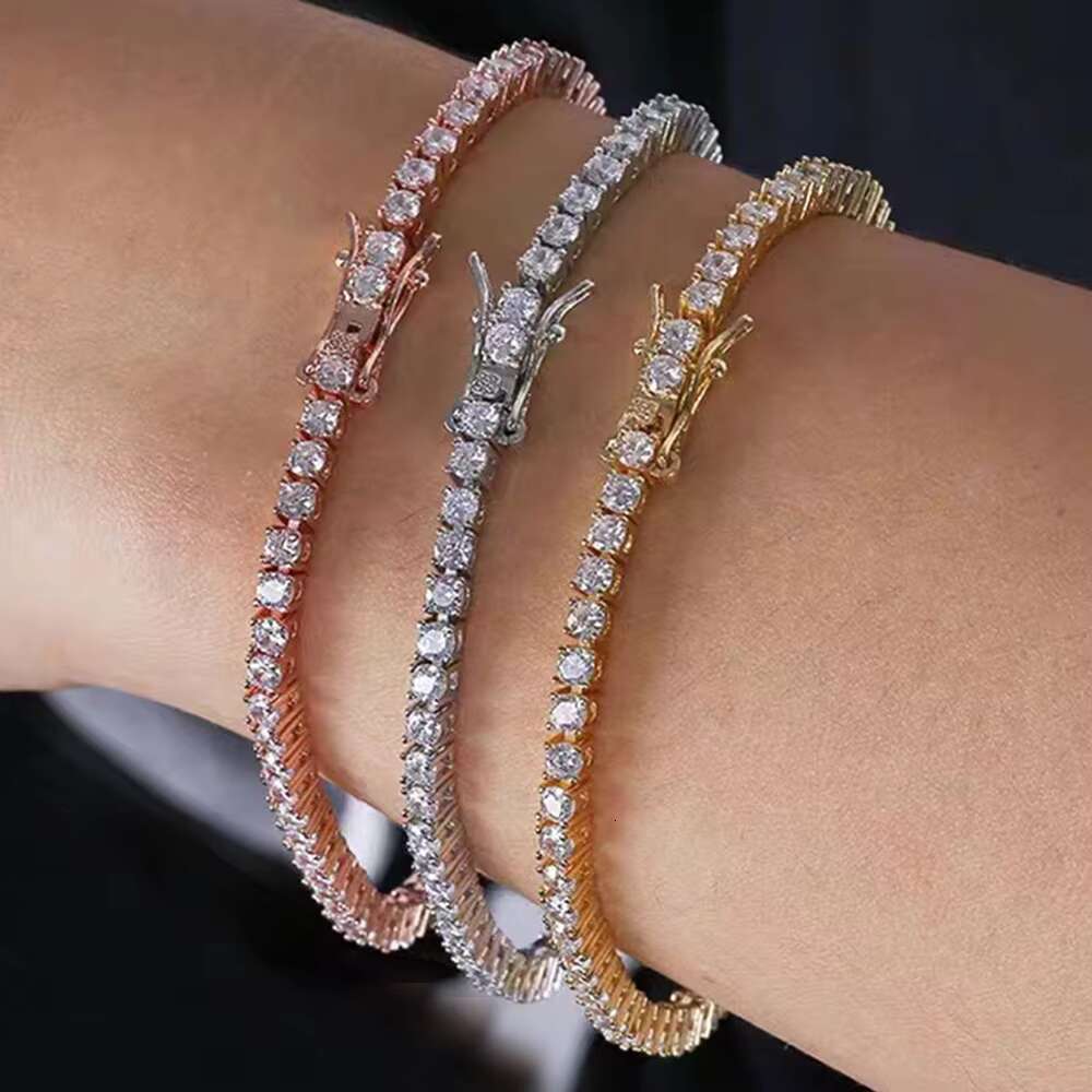 Qianjian Jewelry 3mm Moissanite Tennis Bracelet 925 Sterling Silver Moissanite Tennis Link Chains Bracelet Moissanite