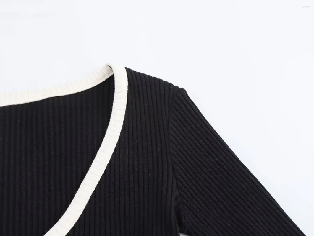 Women Sweaters Spring Product Knitted sweater Leisure Versatile Stacked Bottom V-Neck Simple Vertical Strip Knitted Sweater Top DHgate