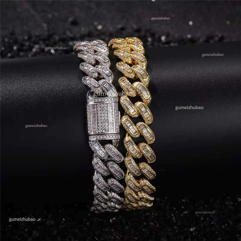 Sier Miami Hip Hop Men 7inche k VVS GRA Moissanite Dia 6mm Cuban Chain Men's Bracelet Bangle