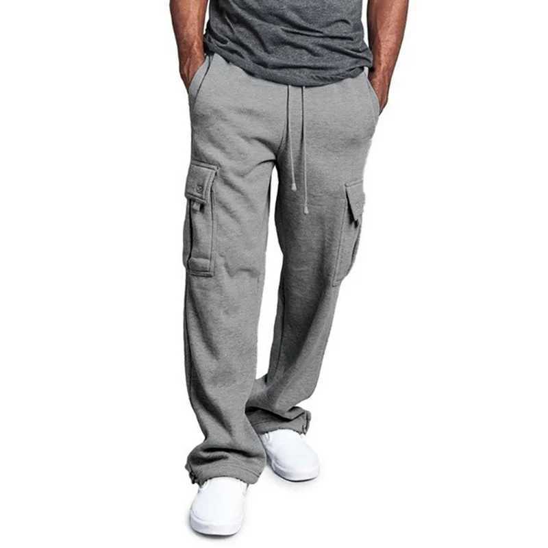 Mens loose sweatpants with pockets sporty straight jogging pants hip-hop streetwearXJ250410