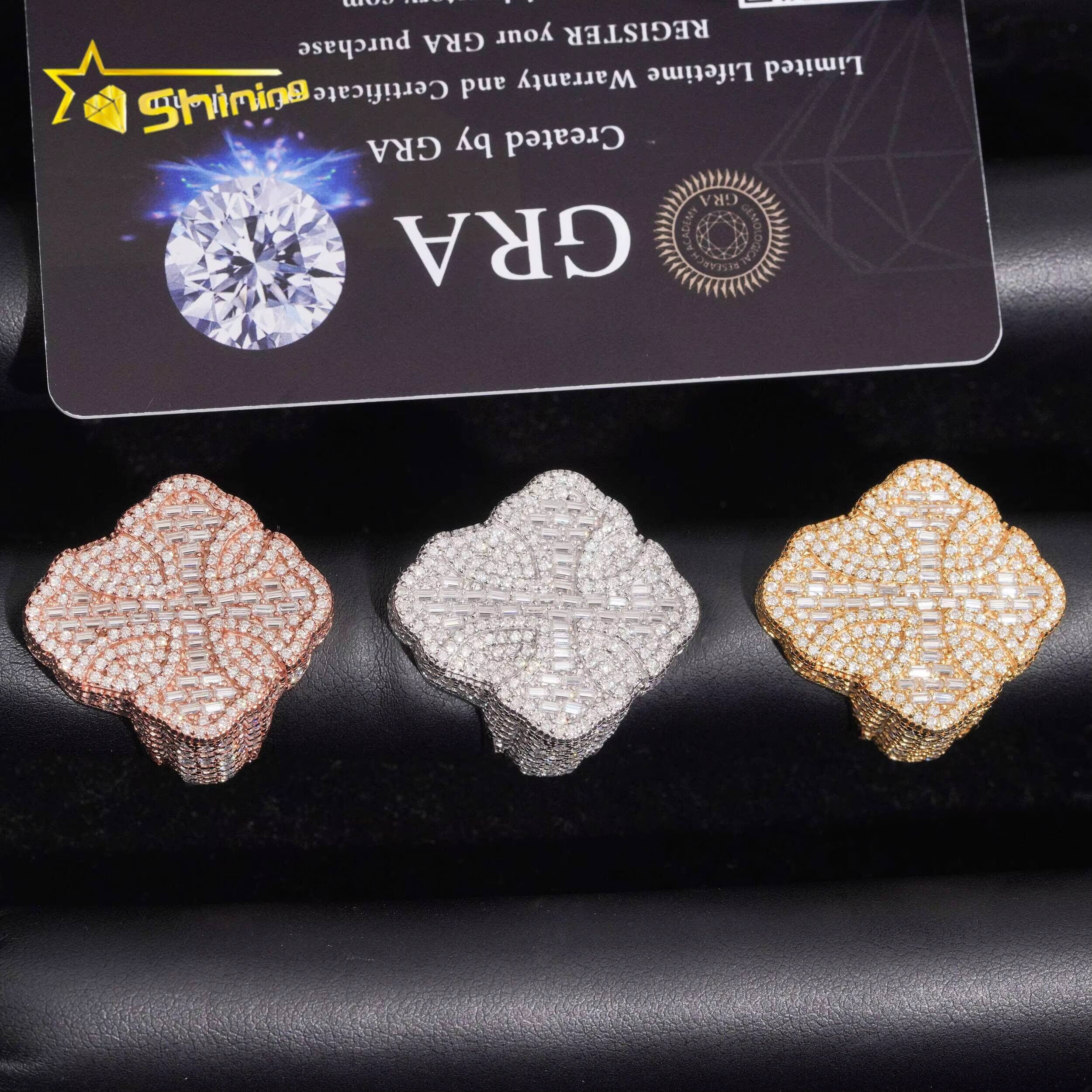 New Design GRA Certified Moissanite Ring Men Hip Hop 925 Sterling Silver High Quality Shining Iced Out Cross Ring Hip Hop Ring