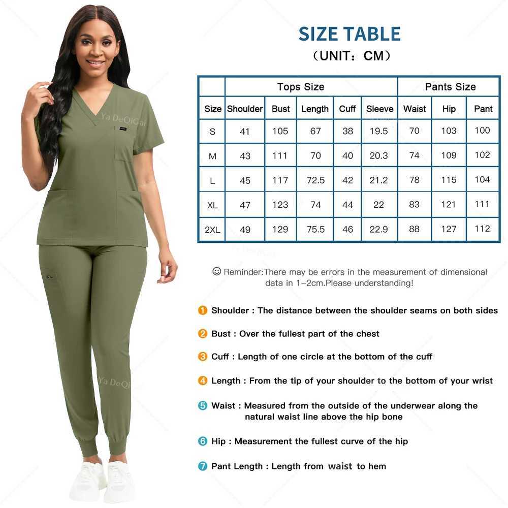 Elastic washer womens set nursing uniform clinical washer set nurse doctor dustproof work clothes medical washer top+jogging pants X250410