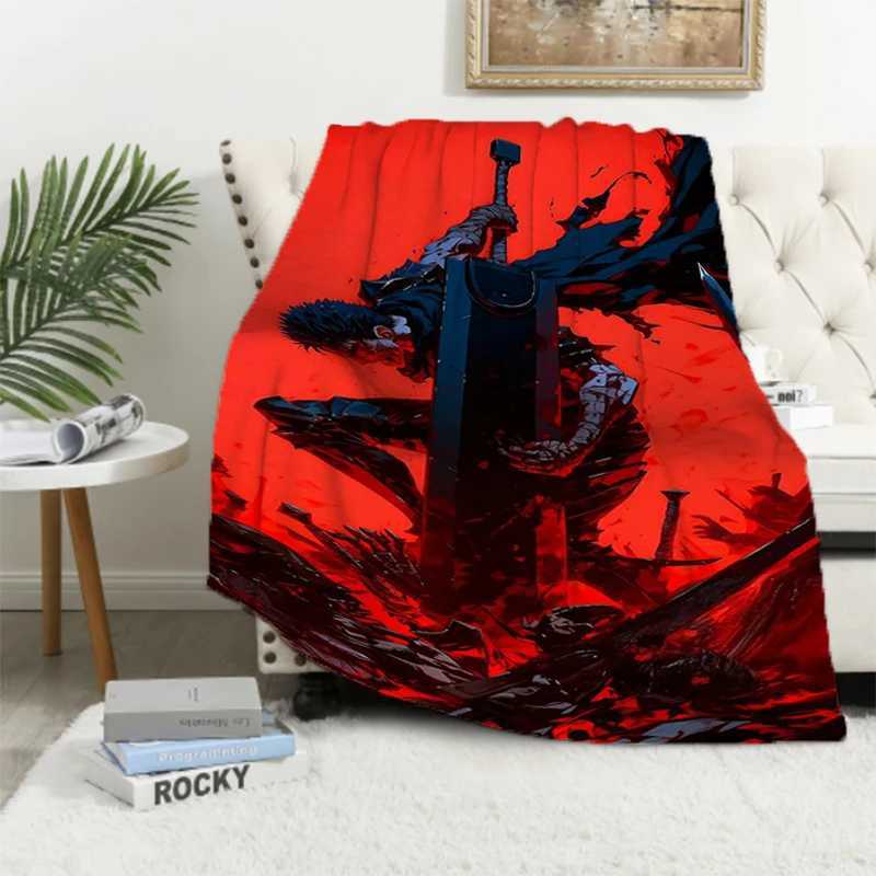 Anime Berserk Prints Blanket Downy Fluffy Soft Blankets for Decorative Sofa Microfiber Bedding Camping Chair Catnap Office Plaid C251111