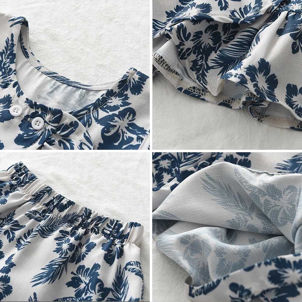 Summer new womens sleeveless printed shirt+wide leg pants set retro floral sleeves two-piece womens clothingXJ250410