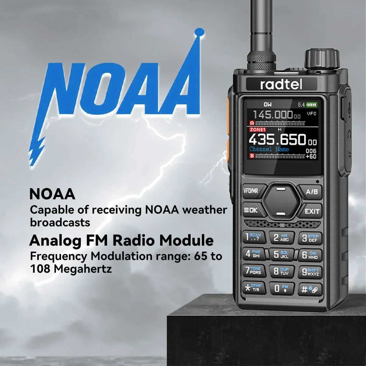 Radtel RT-910B 45-59Mhz TX RX Walkie Talkie 960 Channels AM/FM Air Band Type C Spectrum with Noise Reduction NOAA H251111