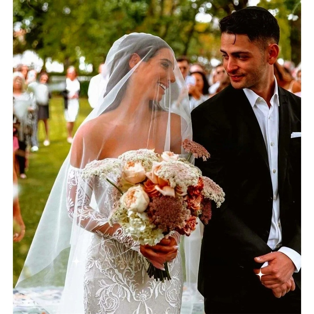 Boho Mermaid Wedding Dress Strapless Sulfur Sleeves Lace Applique Elegant Bridal Gowns Customized Vestidos De Novia