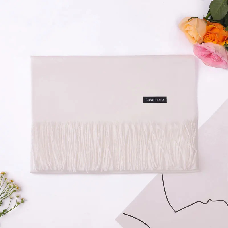 Multicolor autumn and winter solidcolor scarf womens singlecolor faux cashmere fringed thickened shawl fashionable 251031