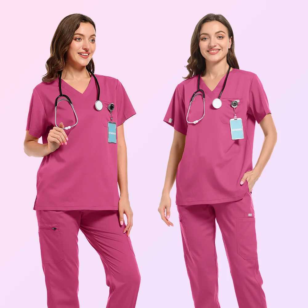 surgical uniform womens top with skin scrubbing medical uniform womens large size clinical uniform sewing unisex style X2504101