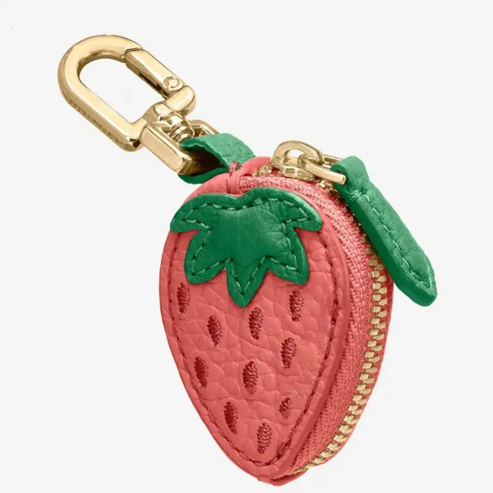 Fashion Cherry Fruit Shape Coin Purse Cute Strawberry Fruit Keychain Zipper Keychain PU Leather Pendant Women 251110