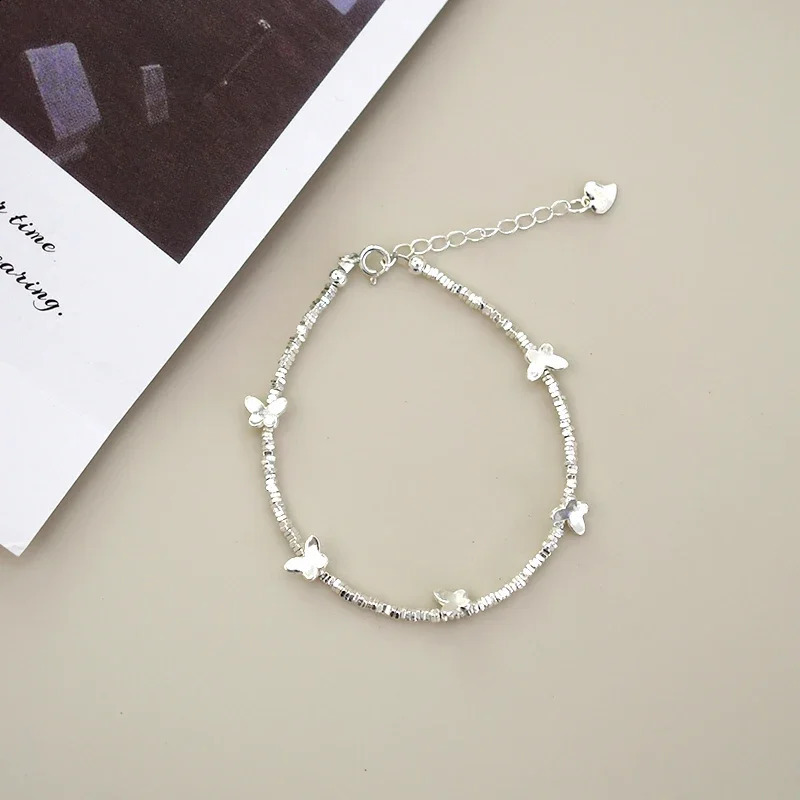 ASHIQI 925 sterling silver butterfly bracelet Broken Silver Womens Daily bracelet 250409
