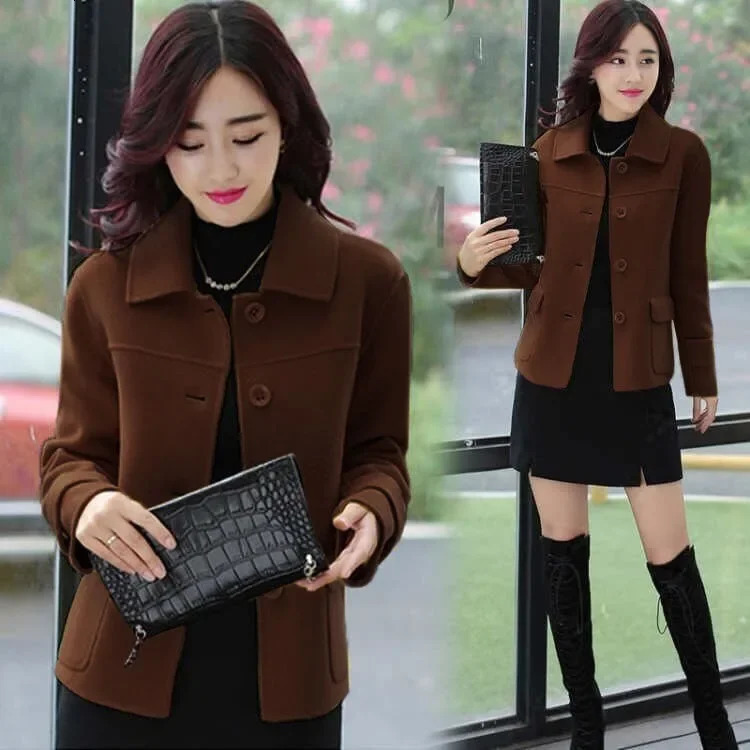 Short Woolen Jacket Womens Casual Versatile Autumn Fashion Korean Style Slimming Top for Small Figures Trendy Polyester Fiber 251103