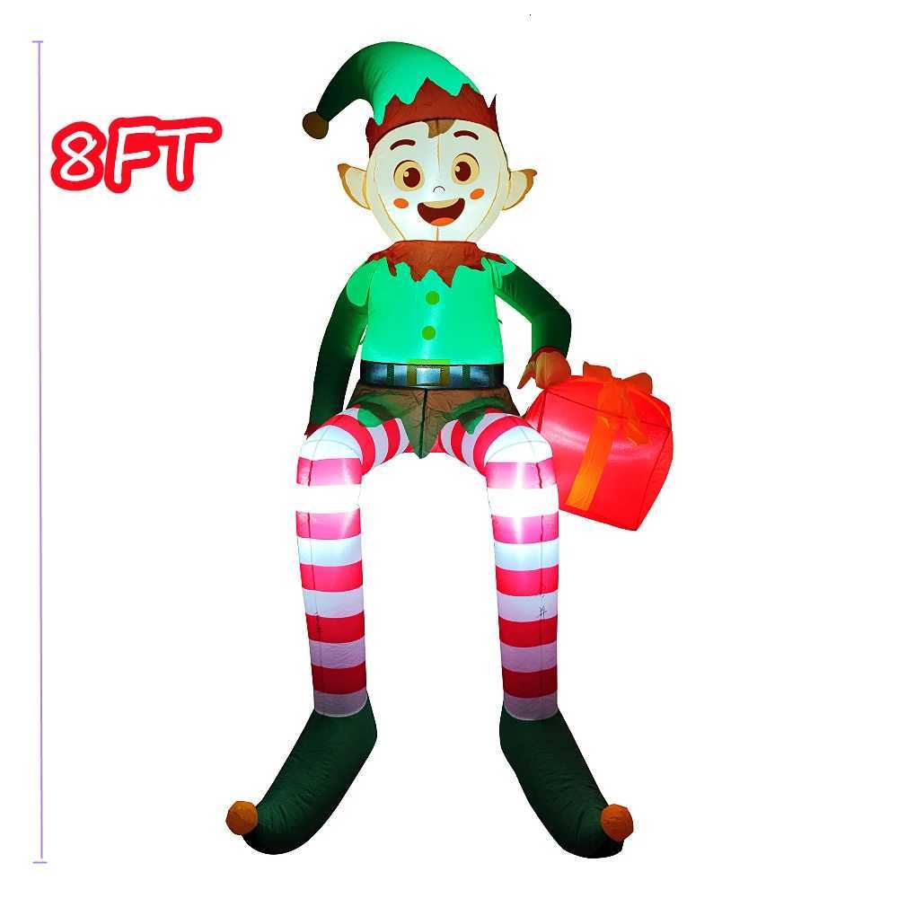 Christmas 8FT Christmas Inflatable Suspension Climbing Santa Claus Reindeer Snowman/Elf For Crossbeam Roofs Yard Xmas Decoration Props Y251111